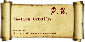 Pavlics Urbán névjegykártya